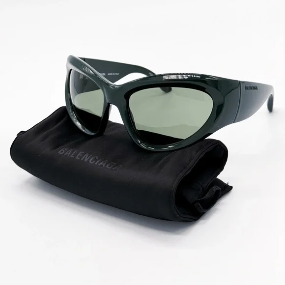 NEW BALENCIAGA BB0228S 002 OVAL GREEN UNISEX SUNGLASSES BALENCIAGA